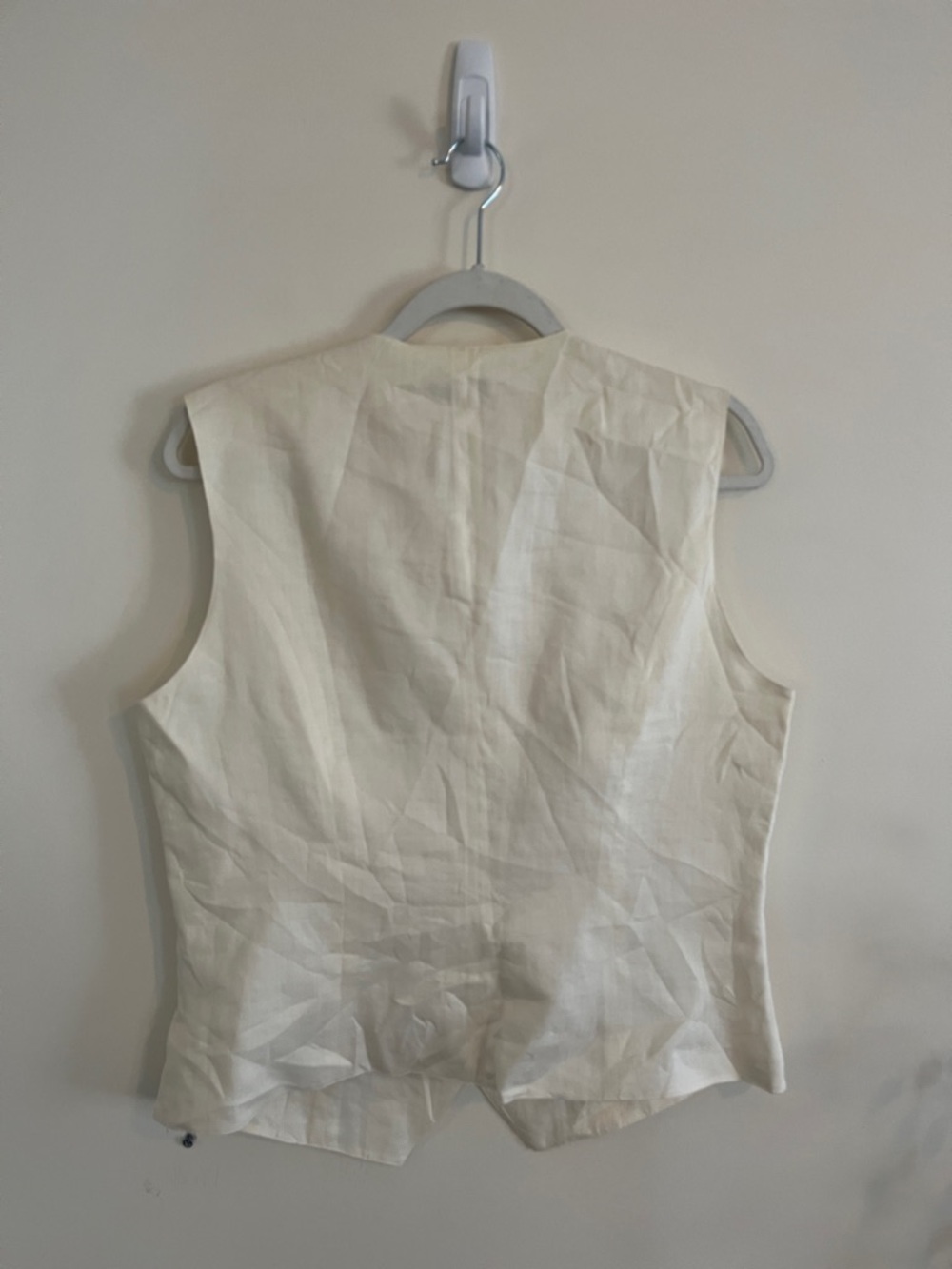 Verse Linen Vest Waistcoast Button Down Top Embroidered Cream Floral Lagenlook - Picture 5 of 5